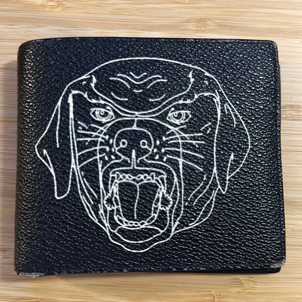 Givenchy Black Rottweiler Line Printed Leather Wallet
